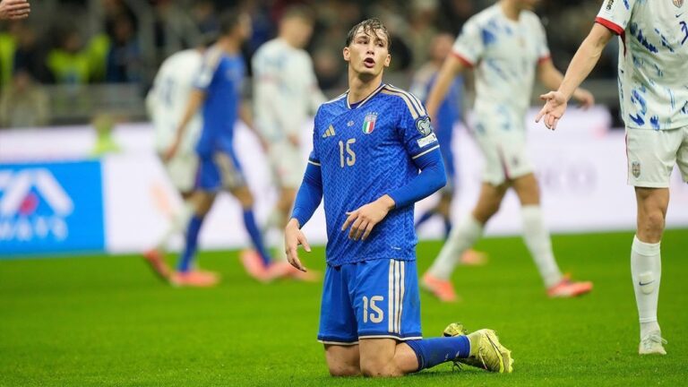Penyerang Italia, Pio Esposito saat laga Kualifikasi Piala Dunia 2026 melawan Norwegia, 16 November 2025 silam.